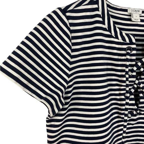 J Crew mini dress. Short sleeve with navy and white stripes. Cute and casual! - Picture 2 of 4